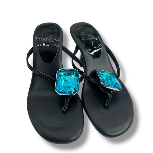 AAJ by Aminah Black Heels Size 5 Janet Gem Mule Dress Sandals High Heels EUC - Picture 4 of 10